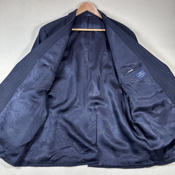 BROOKS BROTHERS 346 Men's Navy Blue Pin Striped Sport Coat Blazer Jacket Sz 46R - Picture 2 of 11